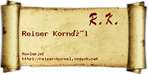 Reiser Kornél névjegykártya